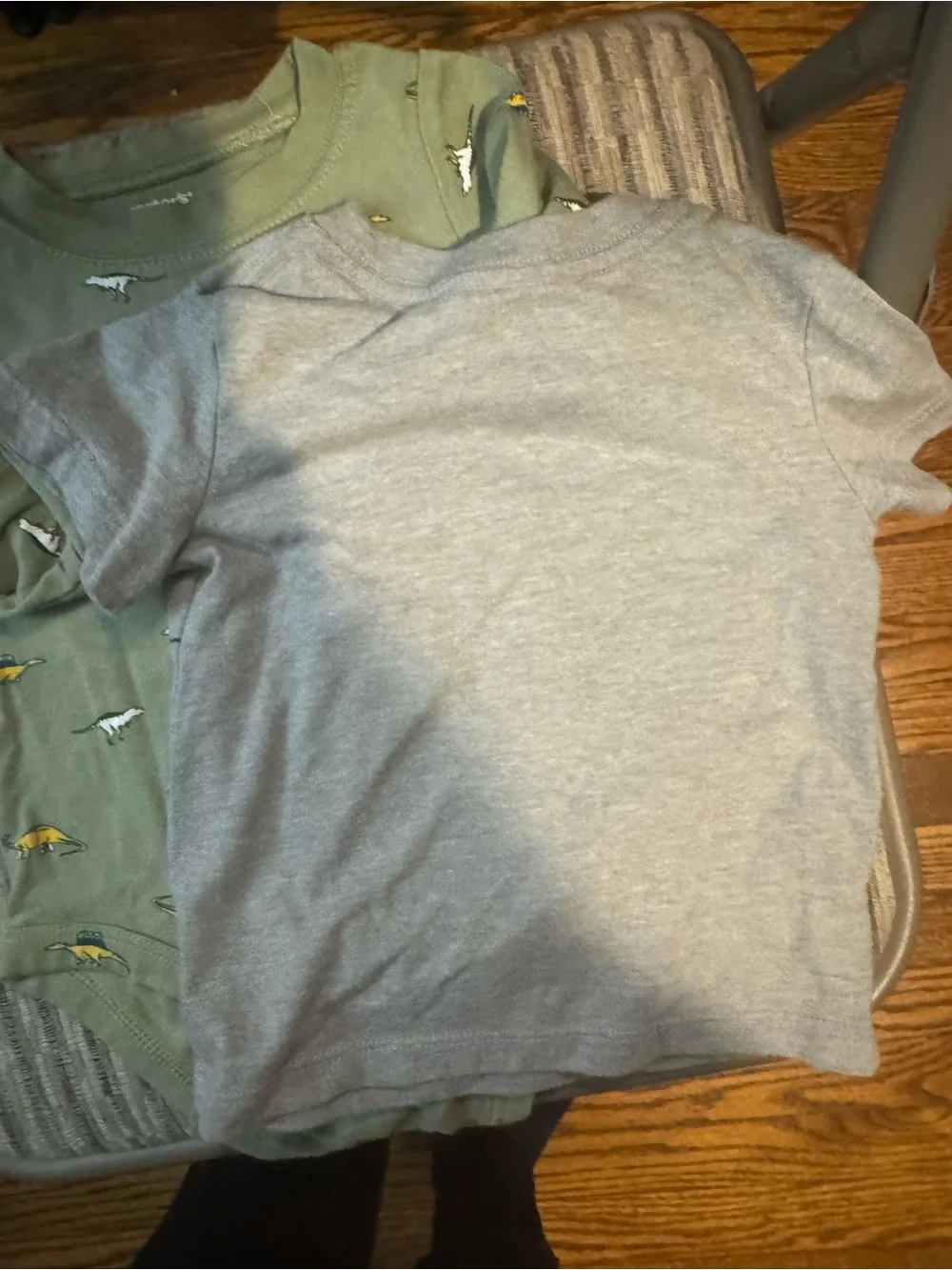 Toddler Dinosaur Moto Tee and Dino Bodysuit Set - Gray & Olive 12-Month